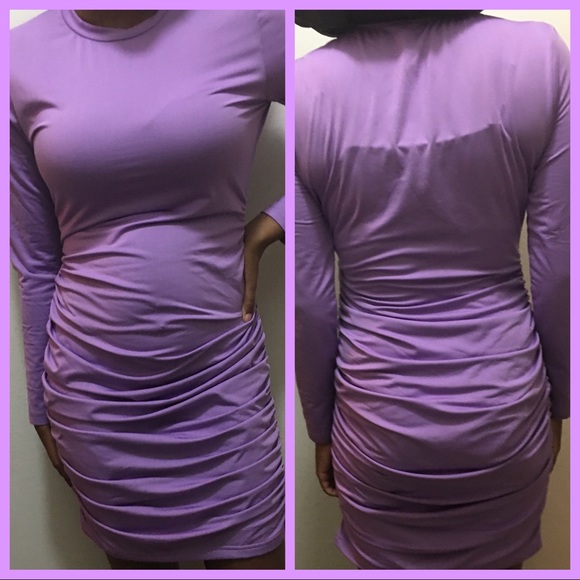 Dresses & Skirts - Lavender Long Sleeve Ruched Dress